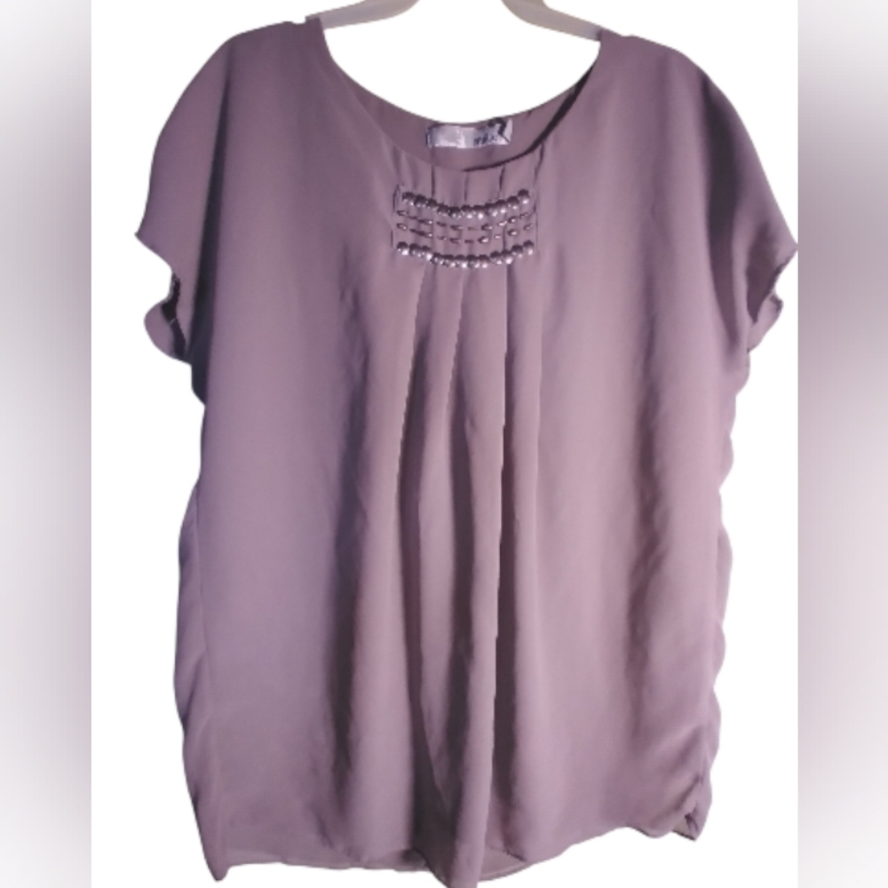 Milla Elegant Mauve Women's Top Size S Lining Stud Accent Workwear Formal